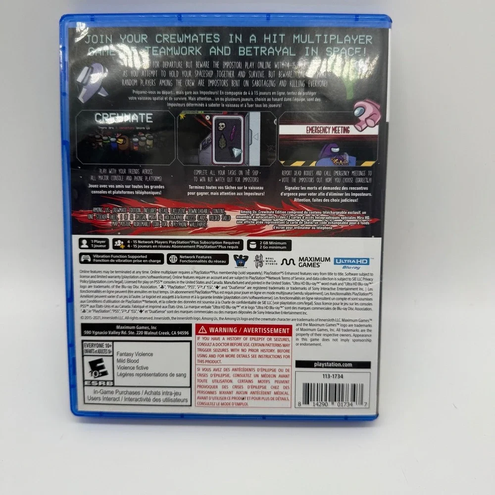 Among Us Crewmate Edition Sony PlayStation 5 PS5 Game 2021 E10+